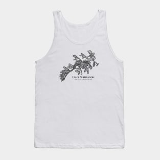 Leafy Seadragon with Common and Latin Names - on white Tank Top